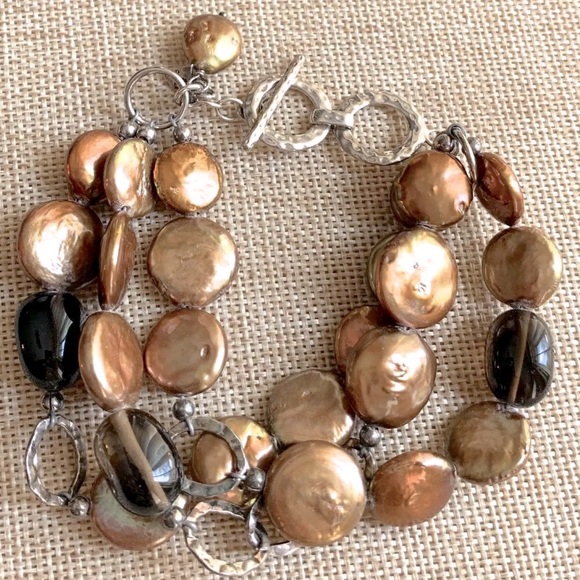 Silpada Sterling Silver Bronze Coin Bracelet - Picture 1 of 6